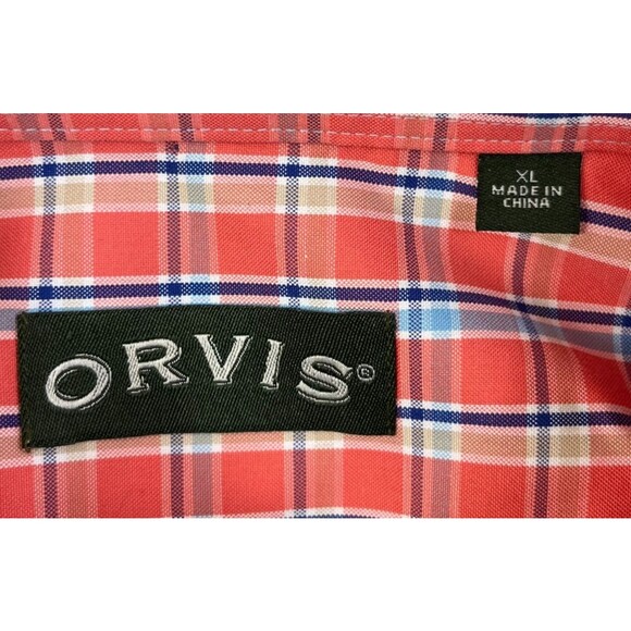 Orvis Shirt Wrinkle Free Men's XL Pink Blue Plaid Button Down Long Sleeve Casual - Picture 4 of 10